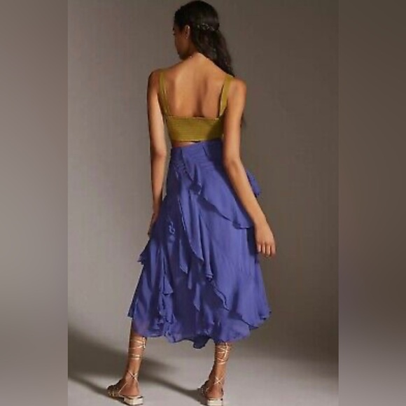 Anthropologie A-line Ruffle Slit Midi Skirt - Picture 2 of 4